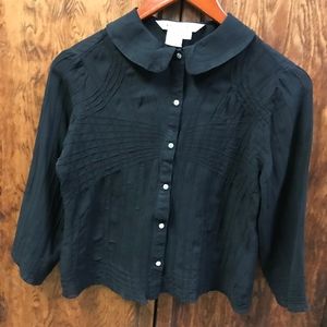 M Studio Silk Black Fitted Blouse